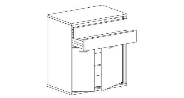 Komoda IPPOLITO 2D2S, dub hickory