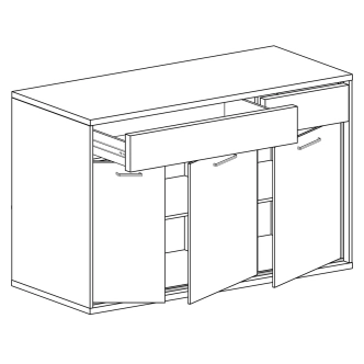 Komoda IPPOLITO 3D2S, dub hickory