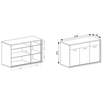 Komoda IPPOLITO 3D2S, dub hickory