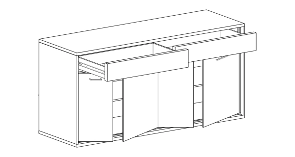 Komoda IPPOLITO 4D2S, dub hickory