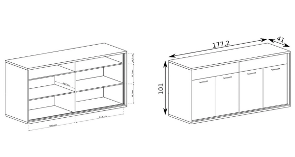 Komoda IPPOLITO 4D2S, dub hickory
