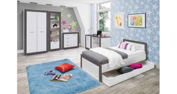 Komoda JAMASOTA 1D4S, bílý mat/grafit