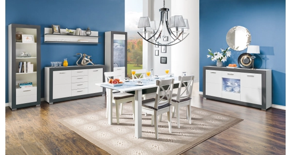 Komoda JAMASOTA 2D4S, bílý mat/grafit