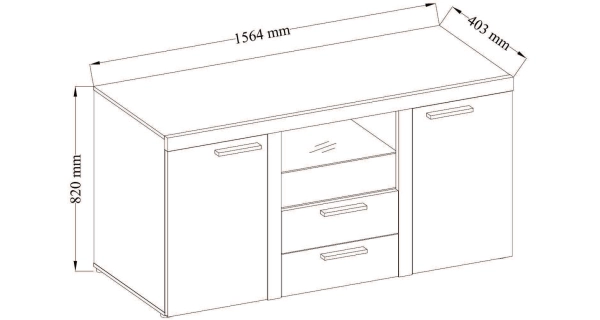 Komoda KADEN 2D2S, bílá