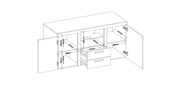 Komoda KADEN 2D2S, bílá