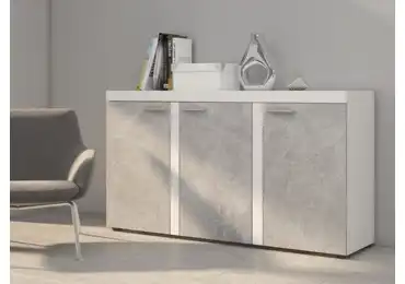 Komoda KADEN 3D, bílá/beton