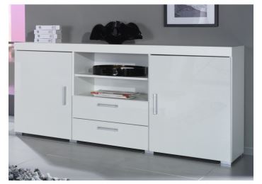Komoda KAIDEN, bílá/bílý lesk