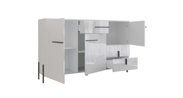 Komoda KDAKAS typ 40, bílá/bílý lesk