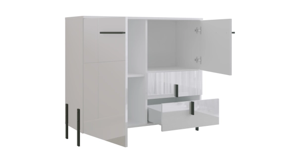 Komoda KDAKAS typ 41, bílá/bílý lesk