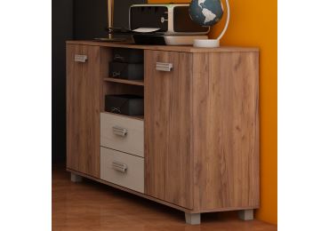 Komoda KEATING, craft tobaco/craft bílý