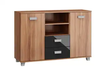 Komoda KEATING, švestka wallis/černý lesk