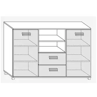 Komoda KEATING, švestka wallis/černý lesk