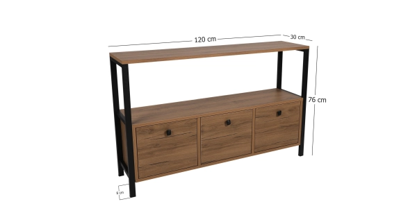 Komoda KLERON, borovice atlantská/černá