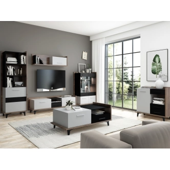 Komoda KNUT 1D3S, craft tobaco/bílá/černá, 5 let záruka