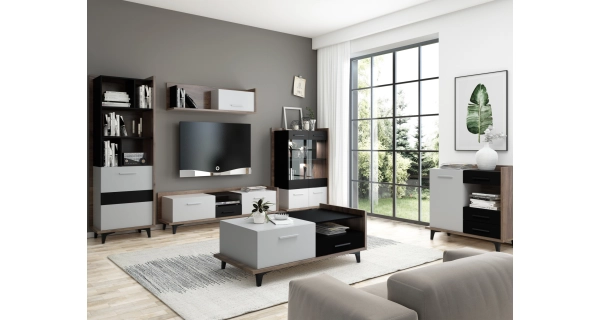 Komoda KNUT 1D3S, craft tobaco/bílá/černá, 5 let záruka