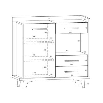 Komoda KNUT 1D3S, dub artisan/bílá/černá, 5 let záruka