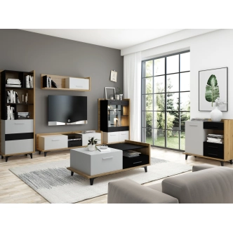 Komoda KNUT 1D3S, dub artisan/bílá/černá, 5 let záruka