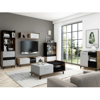 Komoda KNUT 1D3S, dub burgundský/bílá/černá, 5 let záruka