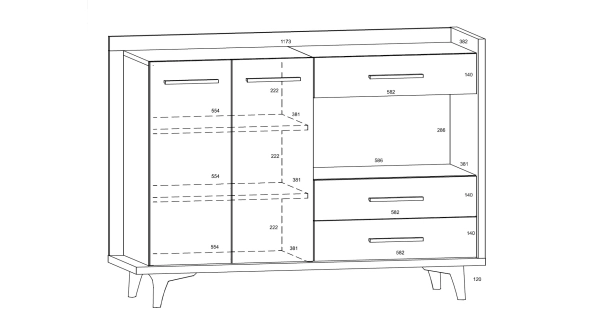 Komoda KNUT 2D3S, dub burgundský/bílá/černá, 5 let záruka