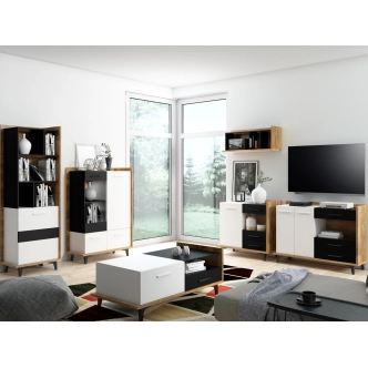 Komoda KNUT 2D3S, dub burgundský/bílá/černá, 5 let záruka