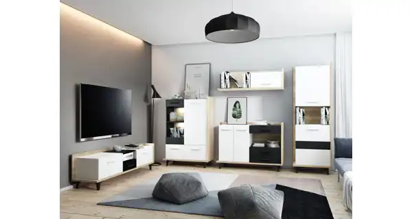 Komoda KNUT 2D3S, dub sonoma/bílá/černá, 5 let záruka