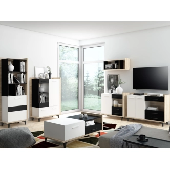 Komoda KNUT 2D3S, dub sonoma/bílá/černá, 5 let záruka