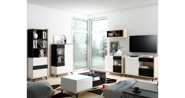 Komoda KNUT 2D3S, dub sonoma/bílá/černá, 5 let záruka