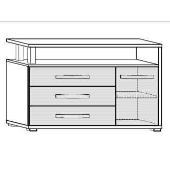 Komoda LEHUA 1D3S, craft bílý/craft zlatý, 5 let záruka