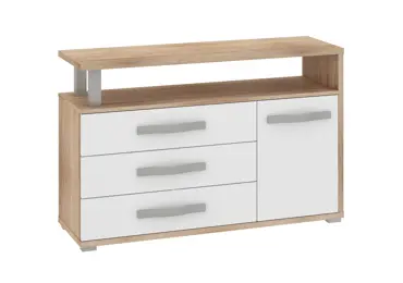 Komoda LEHUA 1D3S, dub sonoma/bílý lesk
