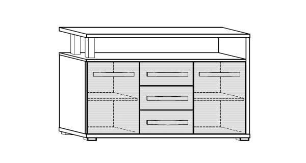Komoda LEHUA 2D3S, craft tobaco/craft bílý, 5 let záruka