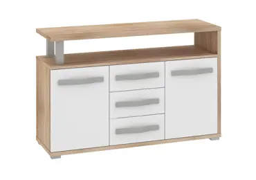 Komoda LEHUA 2D3S, dub sonoma/bílý lesk
