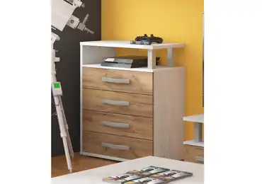 Komoda LEHUA 4S, craft bílý/craft zlatý