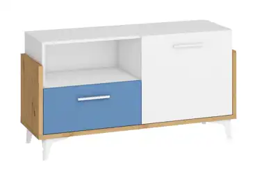 Komoda LEPON 125N, dub artisan/bílá/modrá