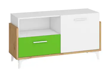 Komoda LEPON 125N, dub artisan/bílá/zelená