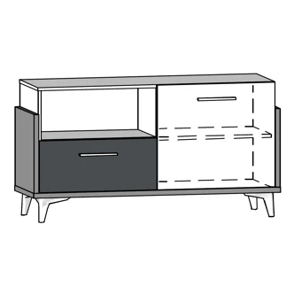 Komoda LEPON 125N, dub artisan/bílá/zelená