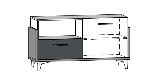 Komoda LEPON 125N, dub artisan/bílá/žlutá