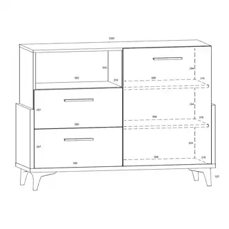 Komoda LEPON 125W, dub artisan/bílá/grafit, 5 let záruka