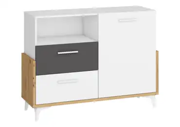 Komoda LEPON 125W, dub artisan/bílá/grafit
