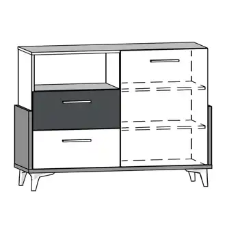 Komoda LEPON 125W, dub artisan/bílá/grafit