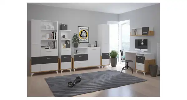 Komoda LEPON 125W, dub artisan/bílá/grafit