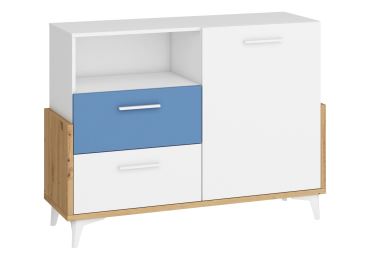 Komoda LEPON 125W, dub artisan/bílá/modrá