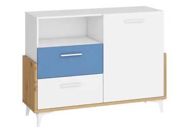 Komoda LEPON 125W, dub artisan/bílá/modrá