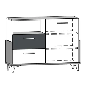 Komoda LEPON 125W, dub artisan/bílá/modrá