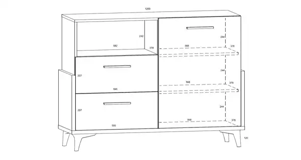 Komoda LEPON 125W, dub artisan/bílá/zelená, 5 let záruka