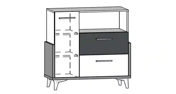 Komoda LEPON 95W, dub artisan/bílá/modrá, 5 let záruka