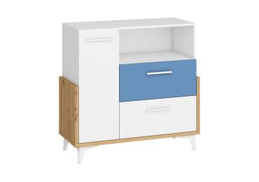 Komoda LEPON 95W, dub artisan/bílá/modrá