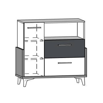 Komoda LEPON 95W, dub artisan/bílá/zelená, 5 let záruka