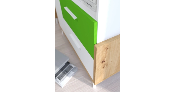 Komoda LEPON 95W, dub artisan/bílá/zelená, 5 let záruka