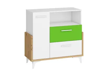 Komoda LEPON 95W, dub artisan/bílá/zelená