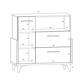 Komoda LEPON 95W, dub artisan/bílá/zelená